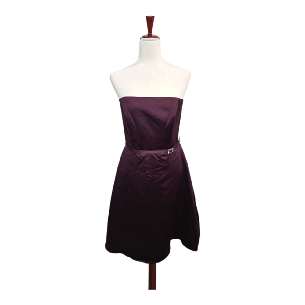 Alfred Angelo Strapless Tea Length Cocktail Prom Hoco Formal Dress Purple